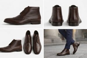 Height increasing  shoe Leather Brown